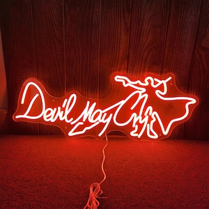 Insegna al neon Devil May Cry, insegna al neon, decorazione da parete per sala videogiochi DMC, insegna al neon per videogiochi, regalo personalizzato per fidanzato, insegna al neon personalizzata