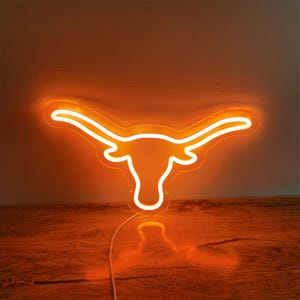 Insegna al neon Texas Longhorn, decorazione murale Texas, arte murale Texas Longhorns, regali Texas, decorazioni per il soggiorno, regali per il fidanzato, regali personalizzati