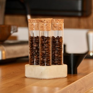 4 Tube Gray Concrete Coffee Bean Storage Single-Dose Airtight One-Way Valve Elegant Coffee Bean Storage Beans Barista Espresso
