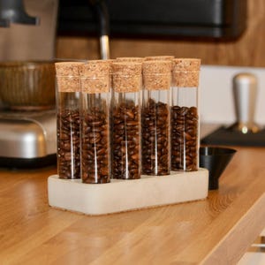 8 Tube Gray Concrete Coffee Bean Storage Single-Dose Airtight One-Way Valve Elegant Coffee Bean Storage Beans Barista Espresso