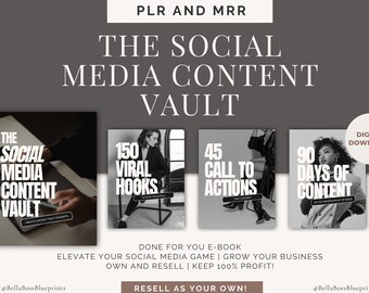 Social Media Content Vault, social media hooks, call to actions, done for you ebook, Master Resell Rights, Private Label Rights, MRR PLR