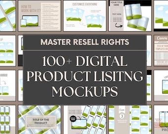 100 Digital Product Listing Mockups, Etsy Listing Mockups, Master Resell Rights, Private Label Rights, Planner Mockup, Ebook Mockup, MRR PLR