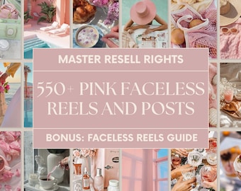 550+ PINK Faceless Reels and Photos, Stock Videos, Faceless Digital Marketing, Instagram Reels, Master Resell Rights, MRR/PLR, Canva