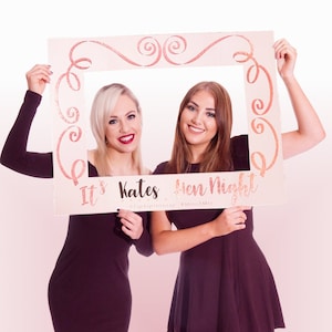 Personalisable Hen Party Photo Frame, Rose Gold Hen Party Photo Props, Bachelorette Party Games, Bridal Shower Photo Props, Selfie Frame