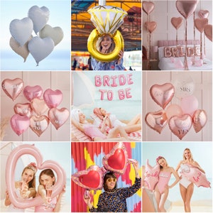 Hen Party Balloons, Hen Party Decor, Bachelorette Balloons, Bridal Shower Balloons, Bride Balloons, Engagement Ring Balloon, Heart Balloons