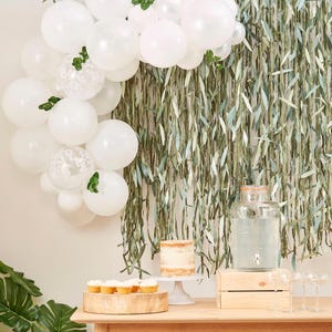 45pc White Baby Shower Balloon Arch with Foliage, Botanical Baby Shower Decorations, Wedding Balloon Garland, Bridal Shower, Hen Party Decor