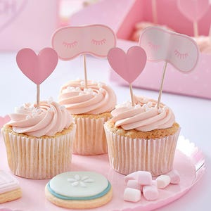 12 decorazioni per cupcake per feste di coccole, decorazioni per cupcake di compleanno per coccole, articoli per feste di compleanno per bambine, pigiama party, decorazioni per torte di compleanno