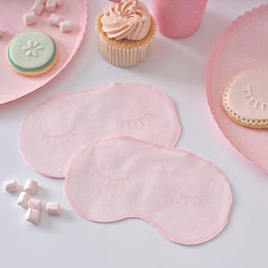 16 tovaglioli con mascherina rosa per gli occhi, decorazioni per feste di coccole, tovaglioli per feste di compleanno per bambine, tovaglioli per baby shower, pigiama party, decorazioni per pigiama party
