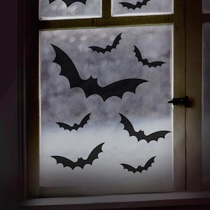 Black Bat Halloween Window Stickers, Halloween Window Decorations, Black Bat Stickers Decals, Halloween Home Decor, Halloween Window Decals