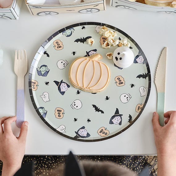 Cute Halloween Plates, Halloween Paper Plates, Kids Halloween