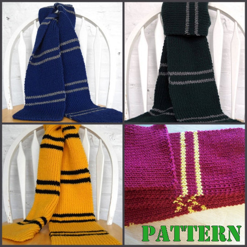 Hogwarts Inspired House Scarf PATTERN Knitting Pattern Easy to Read