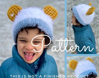 Waffles and Mochi Hat - KNITTING PATTERN - Yetti Cosplay Hat - Easy to Read Knitting Pattern