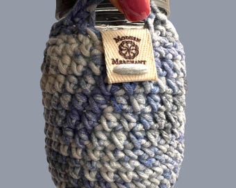Handmade Crocheted Mason Jar Cozy – Insulated Pint Jar Sleeve with Handle, Reusable Drink Carrier