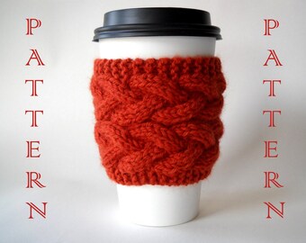 KNITTING PATTERN - Double Braided Cable Coffee Sleeve