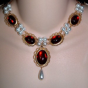 Renaissance Necklace, Medieval Necklace, Tudor Necklace, Jewelry, Renaissance Jewelry, U Pick Colors, Lady Anne image 1