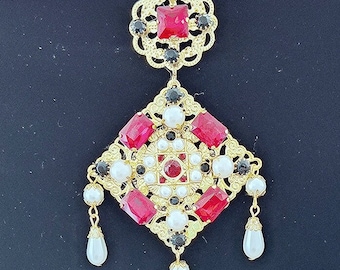 Elaborate Tudor Brooch, Renaissance Jewelry, Medieval Jewelry, Medieval Brooch, Bodice Brooch, Historical Jewelry Design