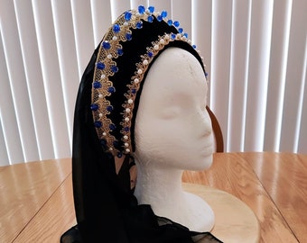 Ready to Ship, Renaissance French Hood, Tudor Headpiece, Renaissance Headpiece, Renaissance Headdress, Hat, Reproduction Lady Maria