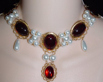 Renaissance Necklace, Medieval Necklace, Tudor Necklace, Medieval Jewelry, Renaissance Jewelry, U Pick Colors, The Lady Isabella