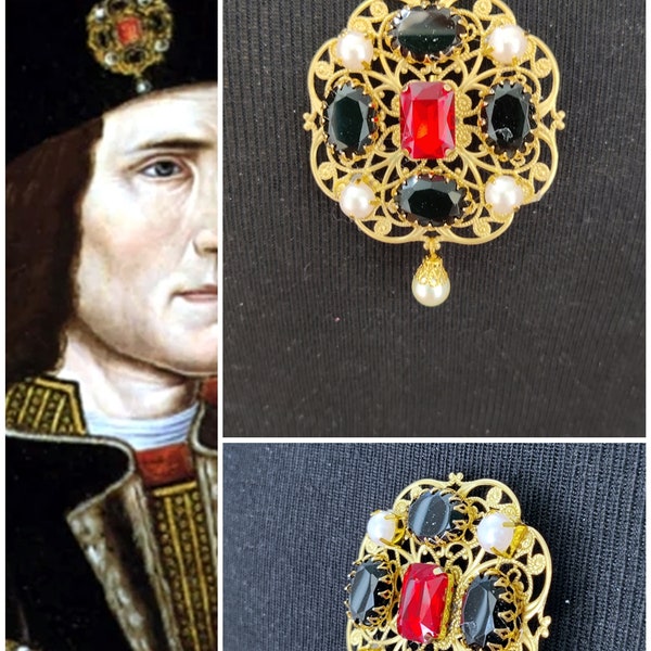 Historical Replica, King Richard III Hat Brooch, Portrait Jewelry, Cosplay, Medieval Jewelry, Renainance Brooch