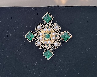 Brooch Elaborate Tudor Brooch or Hat Pin, Renaissance Jewelry, Medieval Jewelry, Bodice Brooch, Historical Jewelry Design