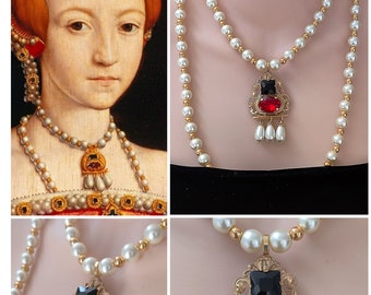 Historical Replica, Renaissance Necklace, Renaissance Jewelry, Medieval, Tudor Necklace, Reproduction, Portrait Replica, Elizabeth 1