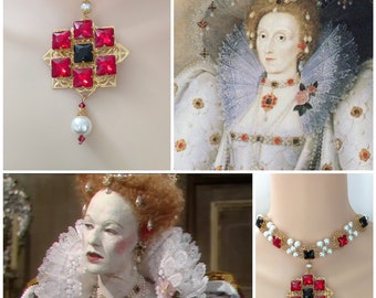 Renaissance Necklace, Medieval Necklace, Tudor Necklace, Elizabethan Necklace, Tudor Reproduction Necklace, Queen Elizabeth Tudor Replica