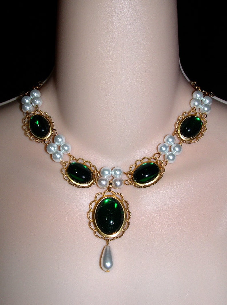 Renaissance Necklace, Medieval Necklace, Tudor Necklace, Jewelry, Renaissance Jewelry, U Pick Colors, Lady Anne image 2