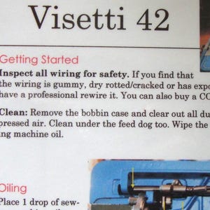 Visetti 42 Precision Sewing Machine PDF Cheat Sheet