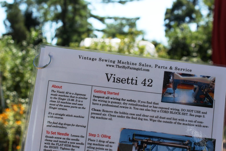 Visetti 42 Precision Sewing Machine FLASHCARDS Instructions/Oiling/Part's/Wipes Clean/Laminated image 1