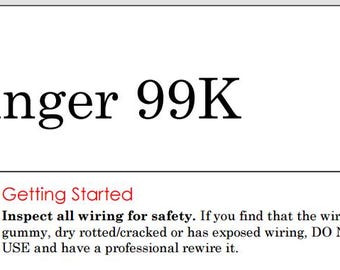 Singer 99K Sewing Machine PDF Cheat Sheet