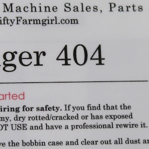 Singer 404 Sewing Machine PDF Cheat Sheet