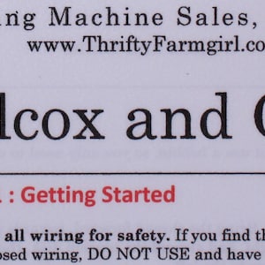 Willcox & Gibbs Chain Stitch Sewing Machine PDF Cheat Sheet