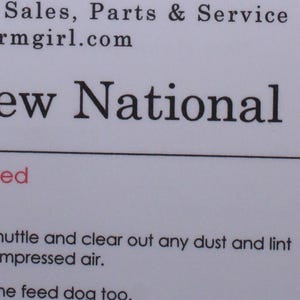 New Home New National Sewing Machine PDF Cheat Sheet