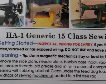 HA-1  Generic 15 Class Sewing Machine Printable Cheat Sheet/Reference Sheet/Manual Replacement/PDF/Instant Download