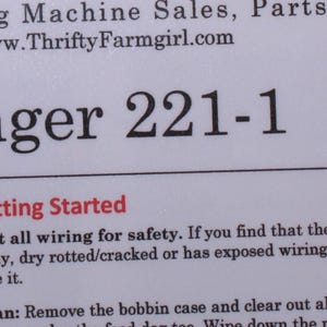 Singer 221-1 Featherweight Sewing Machine PDF Cheat Sheet