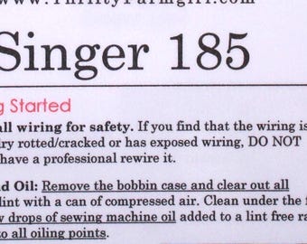 Singer 185J Sewing Machine PDF Cheat Sheet