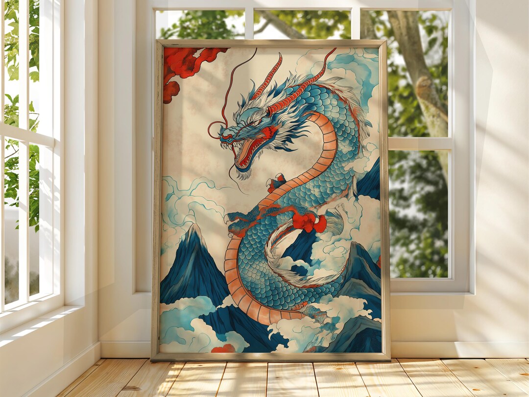 日本の龍浮世絵アートプリント - 歌川国芳レトロポスター - Etsy 日本