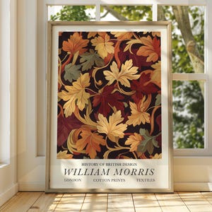 William Morris Style Autumn Leaves Poster - Ausstellungsposter - Galeriedruck - William Morris Wall Art - Blumen Herbstblätter braune Blumen
