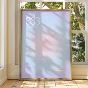 Angel Number 333 Poster - Positive Affirmation Wall Art - Spiritual Decor - Manifestation Art Boho Chic - Motivational Quote Inspirational