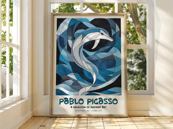 Picasso Dolphin Print – Cubism Surrealist Art, Gallery Wall Decor