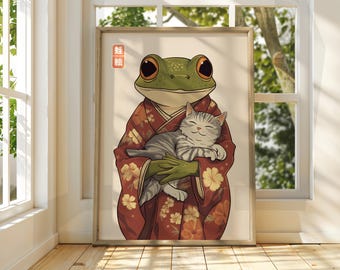 Japanese Vintage Frog Art - Matsumoto Hoji Wall Art - Animal Poster - Funny Animal Print - Japanese Wall Art - Frog Poster - Cat Wall Art