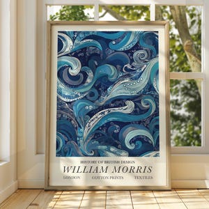 Welle Poster im William Morris Stil - Ausstellungsposter - Galeriedruck - William Morris Wandkunst - Ozean Meer Wellen Strand Kunst - Die Welle Poster