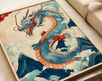 日本の龍浮世絵アートプリント - 歌川国芳レトロポスター - Etsy 日本 日本の龍浮世絵アートプリント - 歌川国芳レトロポスター - Etsy 日本
