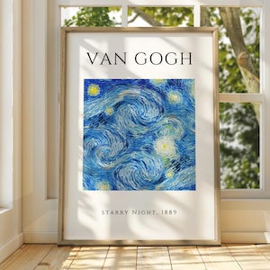 Vincent Van Gogh - Sternennacht Poster Kunst - Berühmter Kunstdruck - Van Gogh Druck - Sternenklare Nacht - Van Gogh Himmel Kunst - Van Gogh Malerei