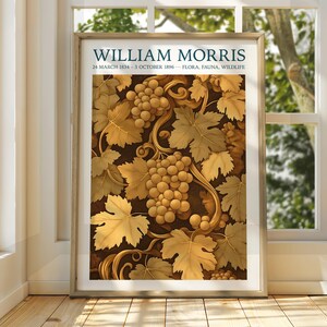 William Morris Style Autumn Leaves Poster - Ausstellungsposter - Galeriedruck - William Morris Wall Art - Blumen Herbstblätter braune Blumen