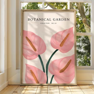 Botanischer Garten Poster - Ausstellungsposter - Galeriedruck - Blumenmarkt Wandkunst - Blumen Pastell Gartenblumen - Blumendruck - Botanisch
