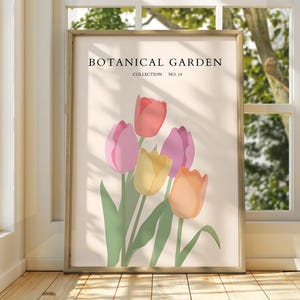 Botanischer Garten Poster - Ausstellungsposter - Galeriedruck - Blumenmarkt Wandkunst - Blumen Pastell Gartenblumen - Blumendruck - Botanisch