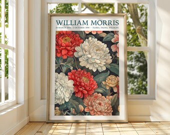 William Morris Style Autumn Forest Poster - Exhibition Poster - Gallery Print - William Morris Wall Art - Poster Art - Trees Stars Leaves