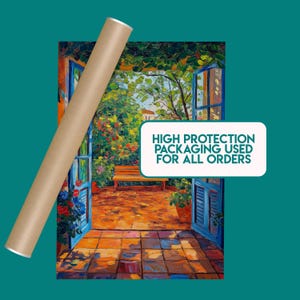 a painting of an open door with the words high protection against aging used for all