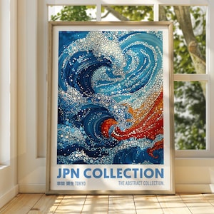 Póster de La Ola - Póster de Arte Ola - Póster de Exposición - Arte Japonés - Póster de Arte Japonés - Impresión de Galería - La Ola Océano Brillante Japón